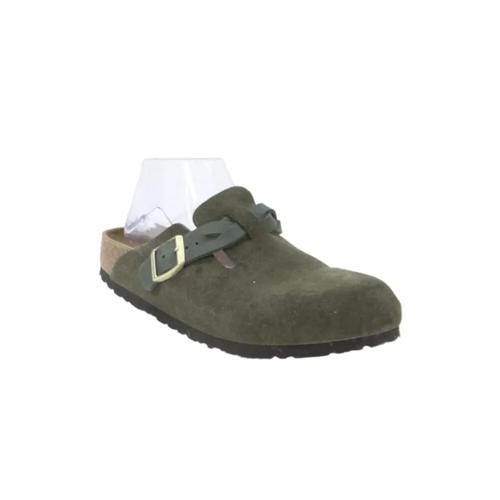 Birkenstock Womens Suede Round Toe Slide On Clogs Green Size 9
